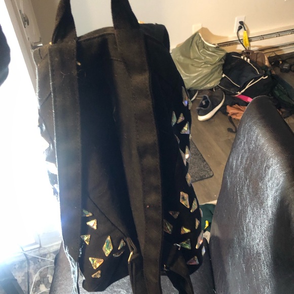 victory secret pink Women’s Black Mini Backpack with Large Gem Stones - Picture 13 of 16
